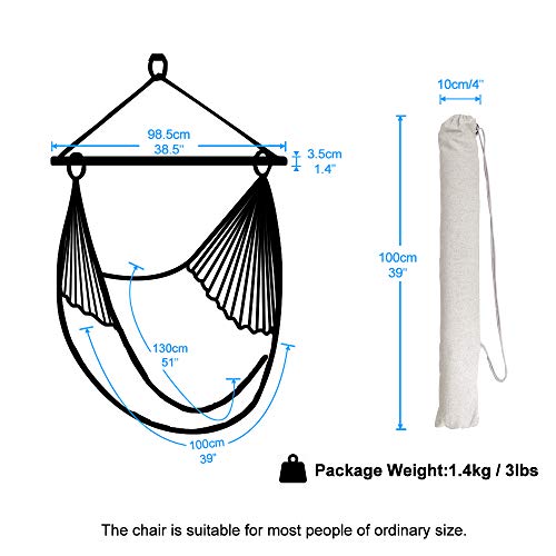 Chihee Silla de la Hamaca Hamaca Grande de relajación Que cuelga, Silla de Tela del algodón para Mayor Comodidad y Durabilidad Interior/al Aire Libre del hogar