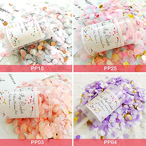 Chingde Confeti de papel redondo, 4 piezas Confetti Poppers Round Tissue Paper Table Confetti Papel biodegradable para bodas Fiesta de cumpleaños Aniversario Suministros de decoración