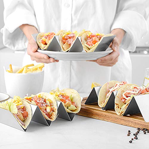 Chingde Soportes para Tacos, 2 piezas Bandeja Para Tacos Taco Rack Holder Taco de acero inoxidable taco stand taco shells para hornear fiestas de bar restaurante