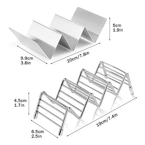 Chingde Soportes para Tacos, 2 piezas Bandeja Para Tacos Taco Rack Holder Taco de acero inoxidable taco stand taco shells para hornear fiestas de bar restaurante