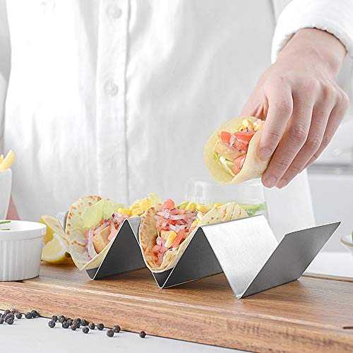 Chingde Soportes para Tacos, 2 piezas Bandeja Para Tacos Taco Rack Holder Taco de acero inoxidable taco stand taco shells para hornear fiestas de bar restaurante