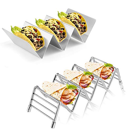 Chingde Soportes para Tacos, 2 piezas Bandeja Para Tacos Taco Rack Holder Taco de acero inoxidable taco stand taco shells para hornear fiestas de bar restaurante