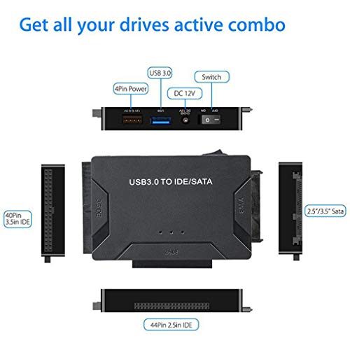 Chowcencen Universal USB 3.0 a SATA/IDE de 2,5 Pulgadas convertidor Universal de Disco Duro de 3,5 Pulgadas Externo portátil Caso Caja del PC de Alta Velocidad de 5Gbps Disco Duro convertidor