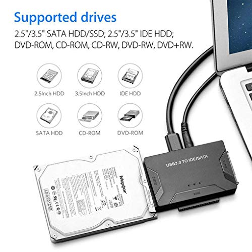 Chowcencen Universal USB 3.0 a SATA/IDE de 2,5 Pulgadas convertidor Universal de Disco Duro de 3,5 Pulgadas Externo portátil Caso Caja del PC de Alta Velocidad de 5Gbps Disco Duro convertidor