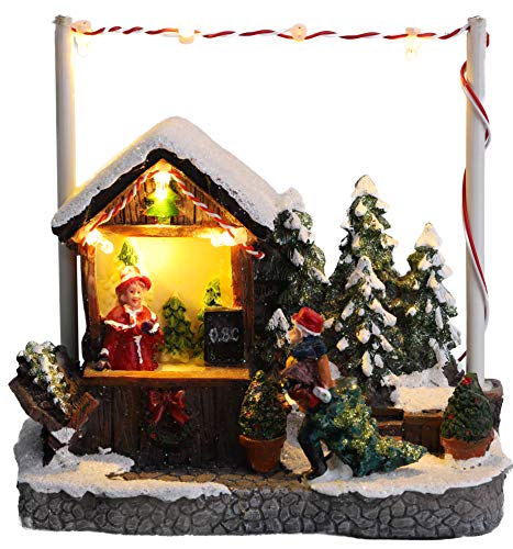 Christmas Concepts® - Escena de Mercado navideño con luz LED de 5"/ 13 cm (Árbol de Navidad)