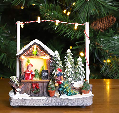 Christmas Concepts® - Escena de Mercado navideño con luz LED de 5"/ 13 cm (Árbol de Navidad)