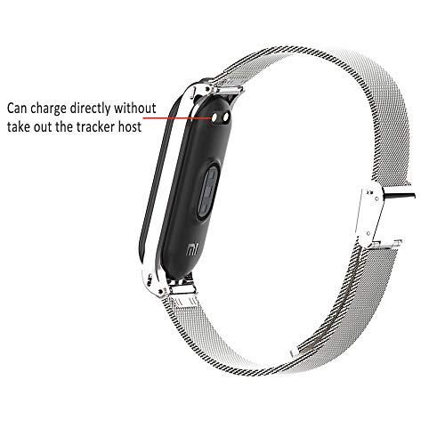 Chuanghongyuan Correa para Xiaomi Mi Band 4 / Mi Band 3, Hebilla de Metal Pulsera con Acero Inoxitable Ajustable para Xiaomi Mi Band 4 / Xiaomi Mi Band 3 {NoHost}{Aguja Ajustable}(Plata)