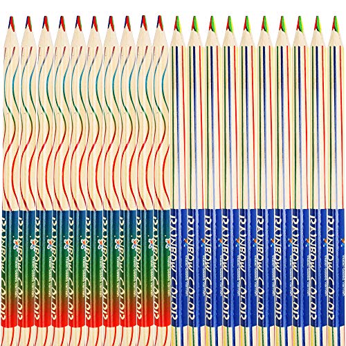 chudian 40pcs Lápices de Colores Lápiz de Dibujo 4 en 1, Lápices de Colores del Arcoiris Lápices de Arcoiris de Madera Mezclados Lápices de Madera para Niños Regalo de Tres Reyes
