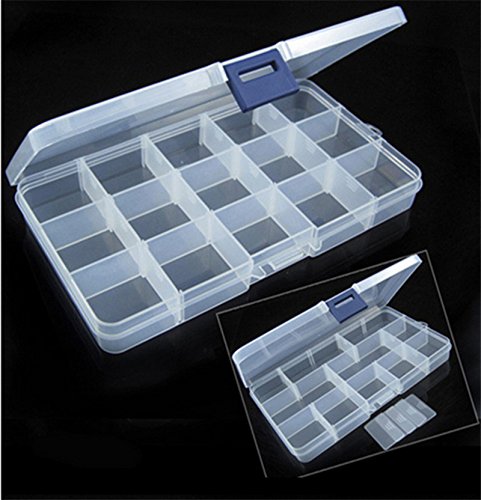 Chytaii Caja Organizador Rectangular Plástico 15 Compartimentos para Joyas Abalorios Cuenta Pendiente Organizador Caja Plastico Almacenaje Desmontable Transparente