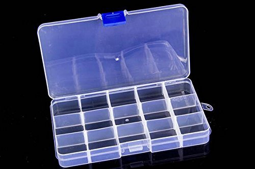 Chytaii Caja Organizador Rectangular Plástico 15 Compartimentos para Joyas Abalorios Cuenta Pendiente Organizador Caja Plastico Almacenaje Desmontable Transparente