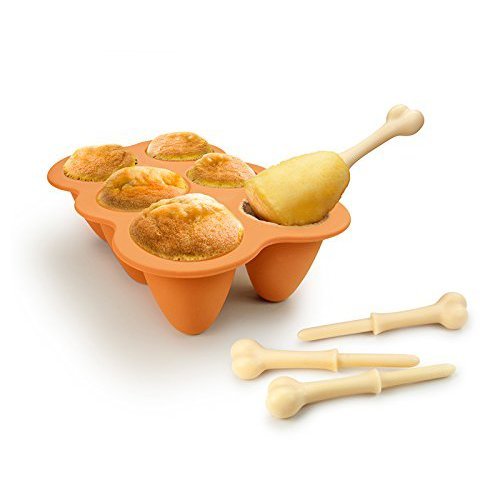 CKB Ltd® Patas de pollo frito molde de silicona de repostería para Pop de la novedad divertido molde – hace 6 cakepops con palos para piruleta en forma de hueso