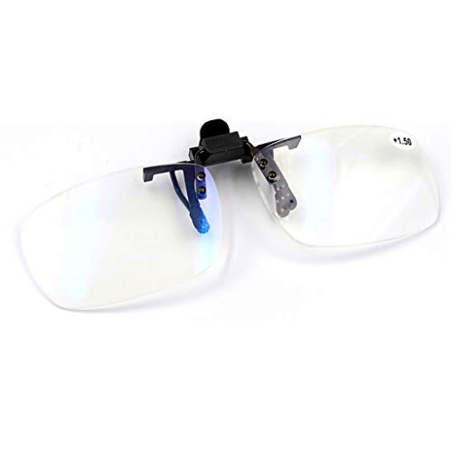 Clip de lectura gafas pueden plegarse hacia arriba, Anti-azul de lectura vidrios de la luz for hombres y mujeres, de alta definición transparente de trama grande, usable en varias ocasiones for el tra