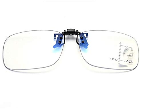 Clip de lectura gafas pueden plegarse hacia arriba, Anti-azul de lectura vidrios de la luz for hombres y mujeres, de alta definición transparente de trama grande, usable en varias ocasiones for el tra