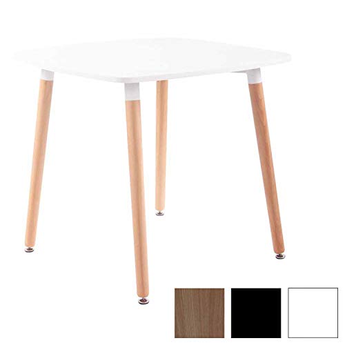 CLP Mesa Auxiliar Viborg I Mesa de Centro con Tablero de MDF I Mesa de Café con Base de Madera I Mesa de Cocina Color: Blanco, 80 cm