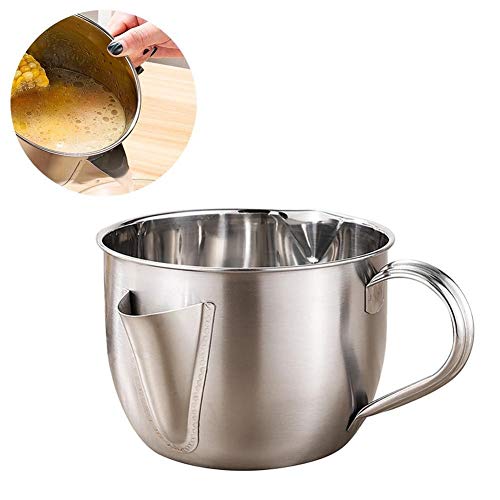 Cocina Alimentos coladores, Inicio de cocina utensilios de cocina 1000ML multi-uso de acero inoxidable salsa sopa de aceite Grasa separador de grasas engrasador Filtro recipiente colador