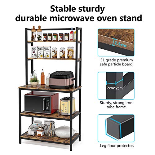 Cocina Baker's Rack Soporte para horno microondas Especias Utensilios Cocina Estante de almacenamiento Estante independiente Organizador industrial de 5 niveles by Tribesigns