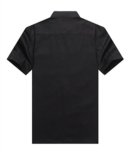 Cocina Uniforme Camisa de Cocinero Manga Corta Negro