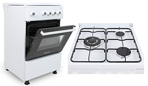 COCINAS DE Gas con Horno INFINITON CC5051HEB 3 Fuegos (Placa + Horno, Kit Gas Natural, Doble Puerta Vidrio Horno, Quemadores con Seguridad, Control Temperatura Mecanica) (Blanco, Ancho 50 CM)