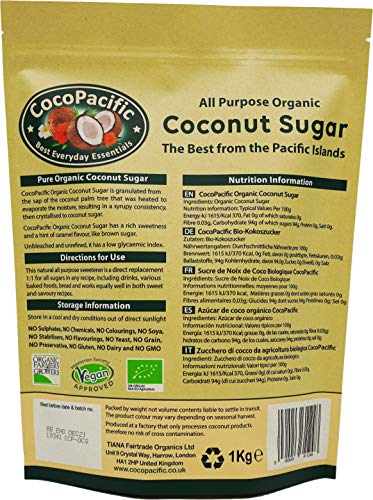 CocoPacific - Azúcar de coco bio, 1 kg