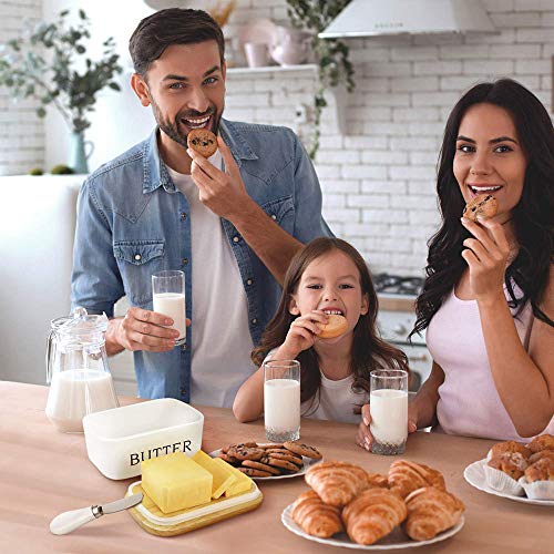 Cofemy Tarrina de esmalte multifuncional para mantequilla con tapa color blanco