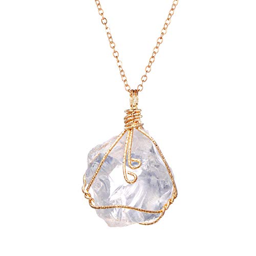 Colgante de mineral en bruto natural Collar original de cristal irregular de piedra Lucky Stone presenta regalos de cumpleaños para su esposa, madre e hija