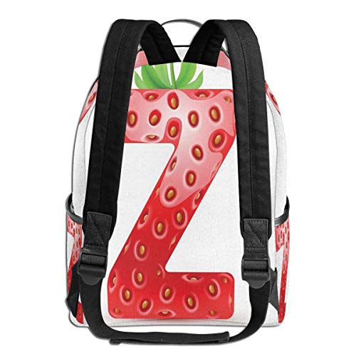 College Backpacks for Women Girls,Gourmet Food Tasty Summer Fruits Inspired Alphabet Z Typescript Design,Casual Hiking Travel Daypack