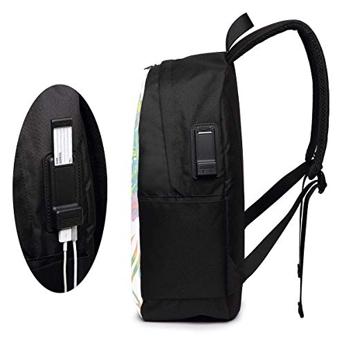 Colores Pastel Jungle Tropical Exotic USB Mochila Mochila para portátil de 17 Pulgadas Correa de Hombro Ajustable Mochilas universitarias para Hombres y Mujeres