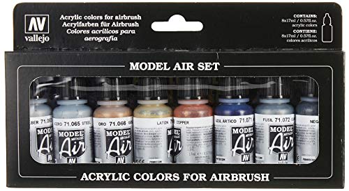 Colores Vallejo Model Air básicos para Air Brush - Surtido de Colores (paquete de 8)