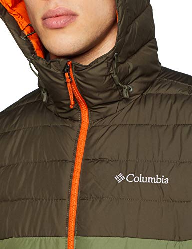 Columbia Powder Lite Hooded Anorak con Capucha, Hombre, Verde (Mosstone, Peatmoss), M