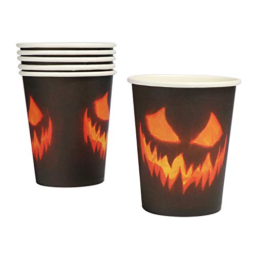 com-four® 32 piezas Juego de deco de Halloween con tela de araña, arañas, tazas, platos, servilletas y manteles para Halloween, carnaval y fiestas temáticas (032 piezas - set de Halloween)