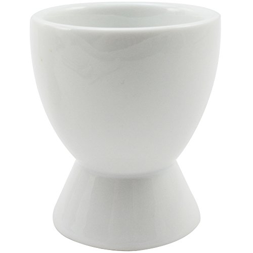 com-four® 8 piezas Juego de tazas de huevo de porcelana - tazas y cucharas de huevo en blanco (08 piezas)