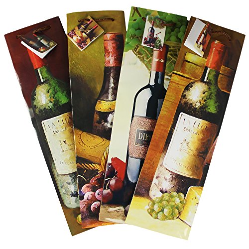 COM-FOUR® bolsas para botellas 12x en un hermoso diseño - empaque de botellas de vino - bolsa de regalo para botellas de vino y champán - bolsa de vino - bolsas de regalo para botellas - bolsas de vino (juego de 12) (12 piezas)