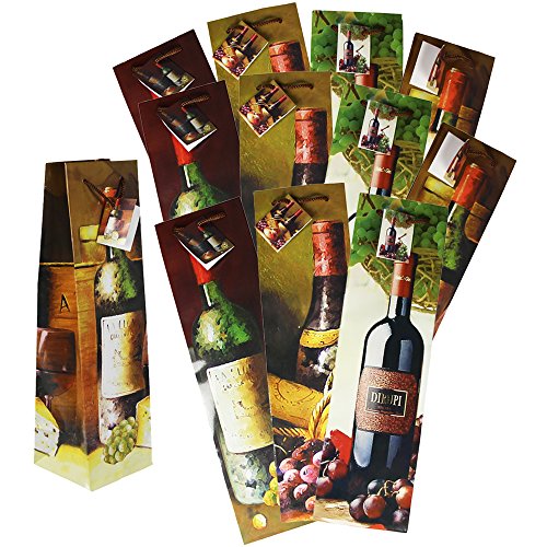 COM-FOUR® bolsas para botellas 12x en un hermoso diseño - empaque de botellas de vino - bolsa de regalo para botellas de vino y champán - bolsa de vino - bolsas de regalo para botellas - bolsas de vino (juego de 12) (12 piezas)