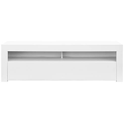 Comifort AP84B – Mueble TV Salón Moderno Mesa Televisión, Colores: Blanco, Blanco/Roble, Roble, Medidas: 160x35x50 Cm (Blanco)