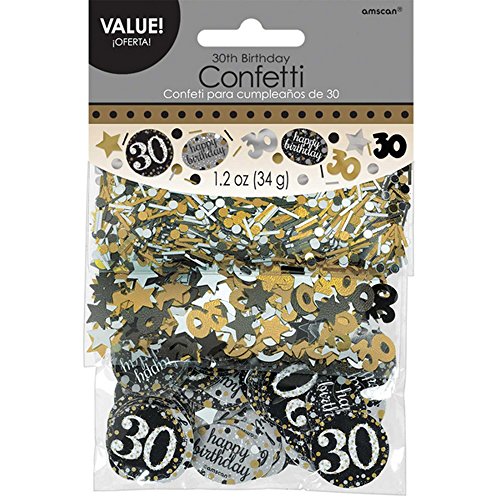 Confeti para celebración de cumpleaños de 30, Amscan 360187 34 g, color dorado