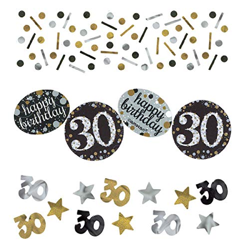 Confeti para celebración de cumpleaños de 30, Amscan 360187 34 g, color dorado
