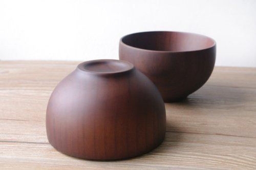 Conjunto de cuatro: Cuencos tradicional comida japonesa hecha de madera, 12 cm (negro)