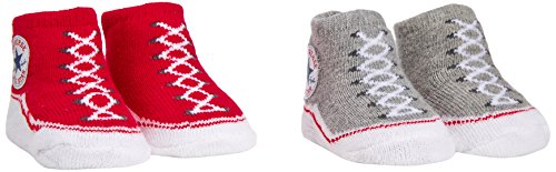 Converse 2 PK Bootie Completo, Rojo Red/Vintage Grey Heather, 0-6 Meses Unisex bebé