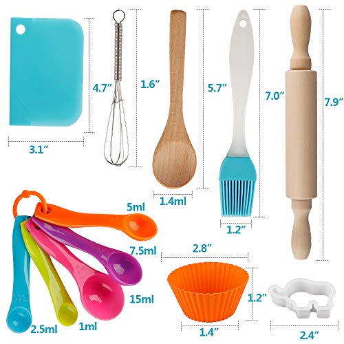 Coogam Juego de simulación de Cocina de 26 Piezas, Juegos de rol de Chef para cocinar y Hornear para niños con Delantal, Gorro de Chef, Cortador de Galletas, Tazas de Silicona para Hornear