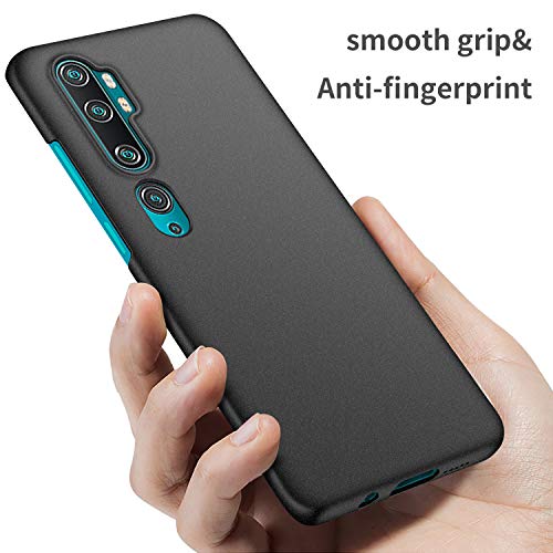 cookaR Mate Funda Xiaomi Mi Note 10, [Ultra-Delgado] Anti-Rasguño y Anti-Huella Protectora Caso Plástico Duro Cover Carcasa para Xiaomi Mi Note 10 Smartphone, Grava Negro