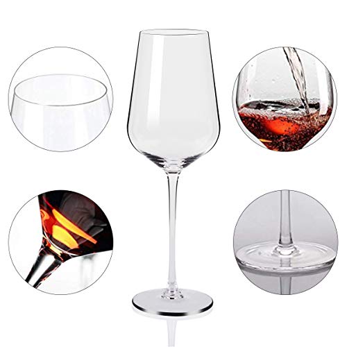 Copas de Vino, Juego de 2 Copas de Vino Tinto（Capacidad: 50.5 cl）， Copas de Vino Blanco con un Tallo Largo para una cumpleaños, Aniversarios, Navidad 505ML