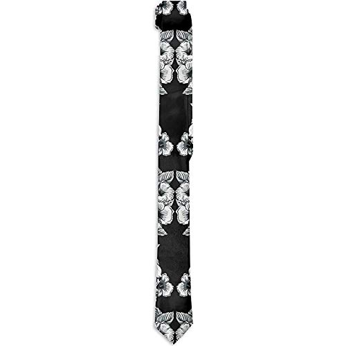 Corbata flaca de hombre de ocio, corbata de caballero floral en blanco y negro de calavera de azúcar
