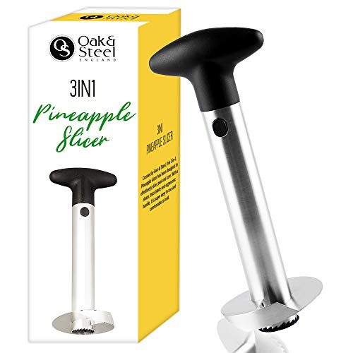 Cortador Pelador de Piña 3-en-1, Acero Inoxidable Premium| Agarre Ergonómico Antideslizante y Aptas para el Lavavajillas| Regalo Ideal de Navidad