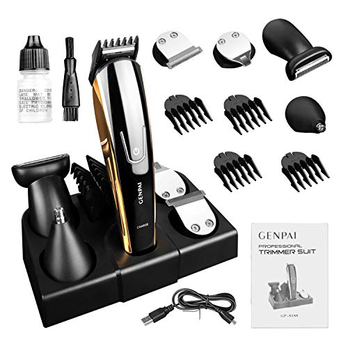 Cortapelos Profesional Hombre, TTMOW Maquina Cortar Pelo con 5 en 1 Set de Afeitado Multifunción, Eléctrico Maquina Afeitar Recortador de Barba/ Nariz/ Cabeza/ Cara/ Cuerpo, USB Carga Rápida