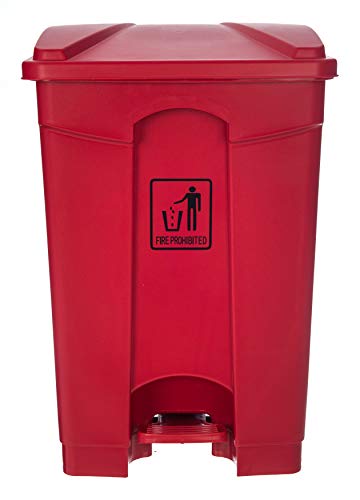 Costello® HQ Premium 68L Rojo Pedal Paso Sobre Desecho de Residuos Contenedor Productos Comerciales Médicos Cocina Plástico Profesional Reciclaje Comida Clínica Multipropósito Interior Exterior