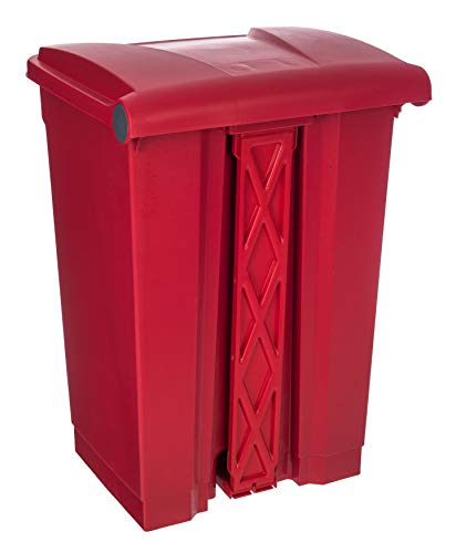 Costello® HQ Premium 68L Rojo Pedal Paso Sobre Desecho de Residuos Contenedor Productos Comerciales Médicos Cocina Plástico Profesional Reciclaje Comida Clínica Multipropósito Interior Exterior