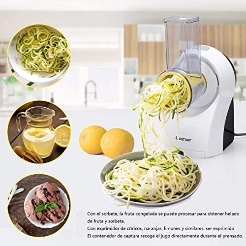 COSTWAY 3 en 1 Cortadora de Verduras Acero Inoxidable 150W Automático Picadora Rebanadora Eléctrica Máquina de Ensalada para Cocina