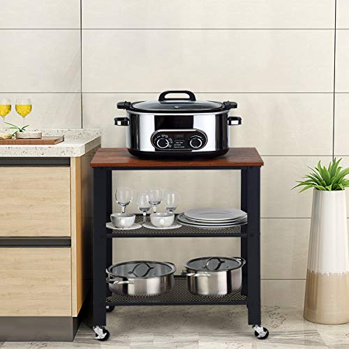 COSTWAY Carro de Servicio de 3 Niveles con Ruedas Carro Multiuso Carrito de Diseño Industrial para Cocina Comedor Sala de Estar Baño