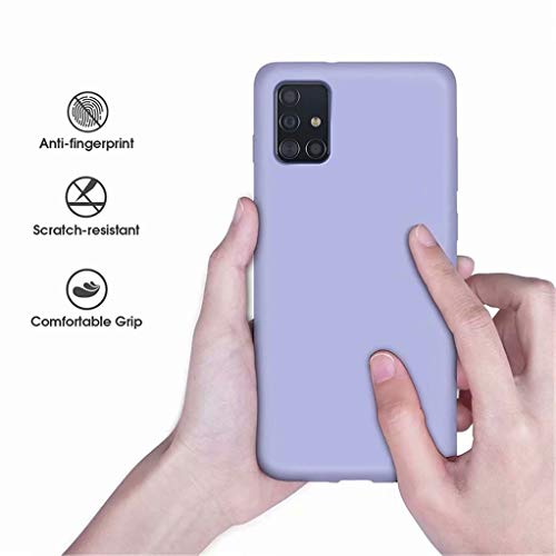 CRABOT Compatible con Samsung Galaxy A71 Funda Silicona Líquida Parachoques de Goma de Gel Delgado A Prueba de Choques Protector Caso+1 Gratis Protector de Pantalla(Púrpura)