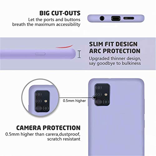 CRABOT Compatible con Samsung Galaxy A71 Funda Silicona Líquida Parachoques de Goma de Gel Delgado A Prueba de Choques Protector Caso+1 Gratis Protector de Pantalla(Púrpura)